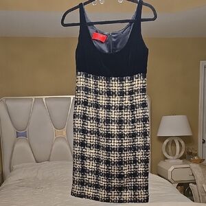 Valentino Virgin Wool Black and Cream Tweed Mini Dress. Vintage Night.